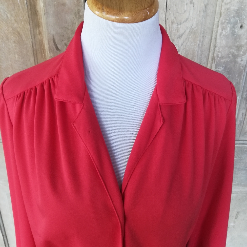 Vintage Red Polyester Blouse - image 2